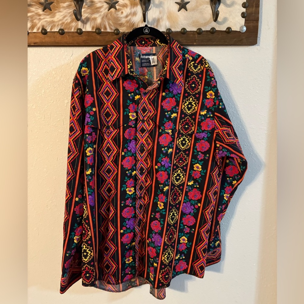 Wrangler Floral Cowboy Cut Shirt Vintage